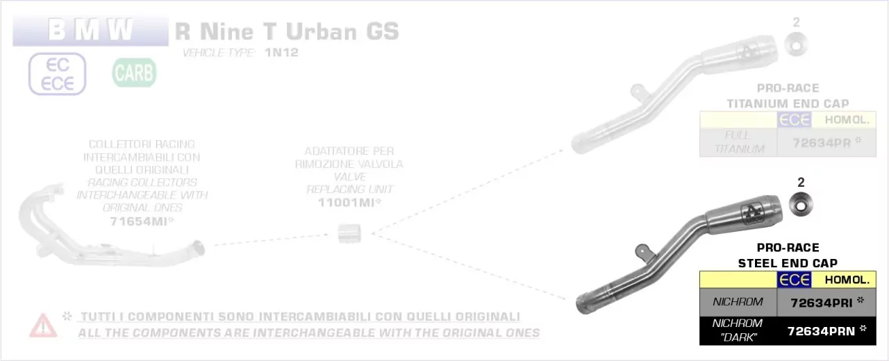 Arrow Pro-Race Edelstahl BMW R Nine T Urban GS 17-20
