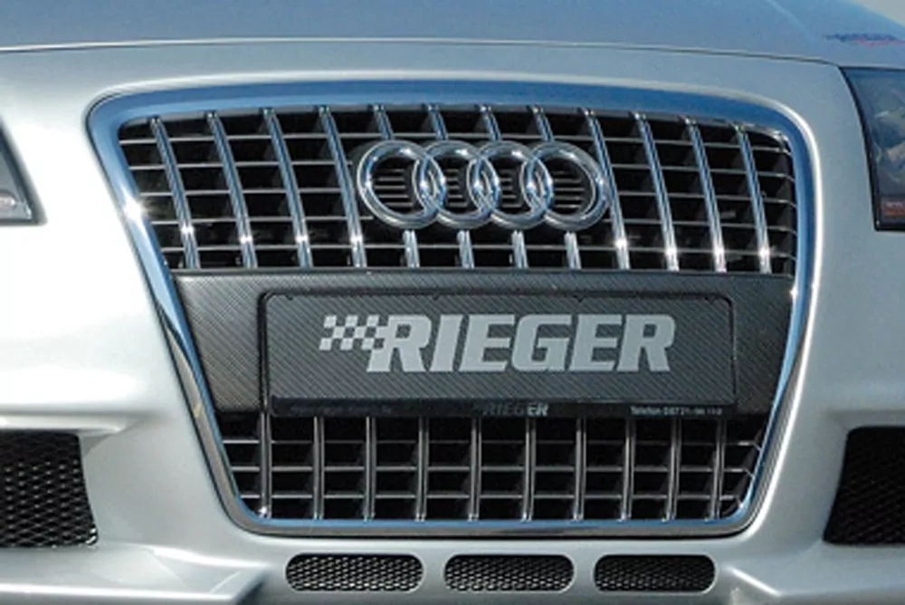 Rieger Kennzeichenauflage aus ABS/Carbon-Look für Audi A3 (8P) | 5-tür. -06.08 für Audi (S-) Grill (164012 / 211249 /  211228)