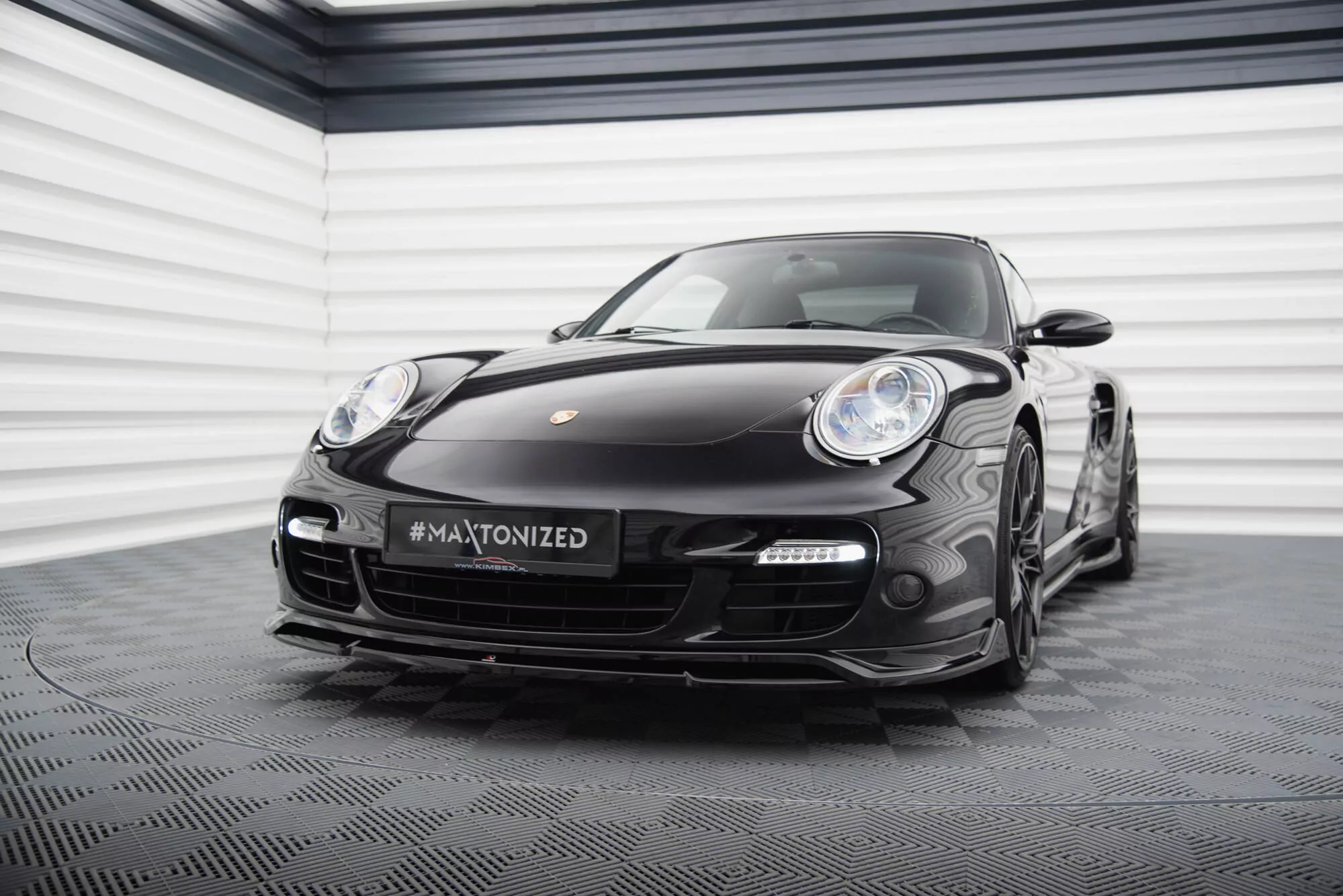 Front Ansatz Für Porsche 911 Turbo 997 Schwarz Hochglanz