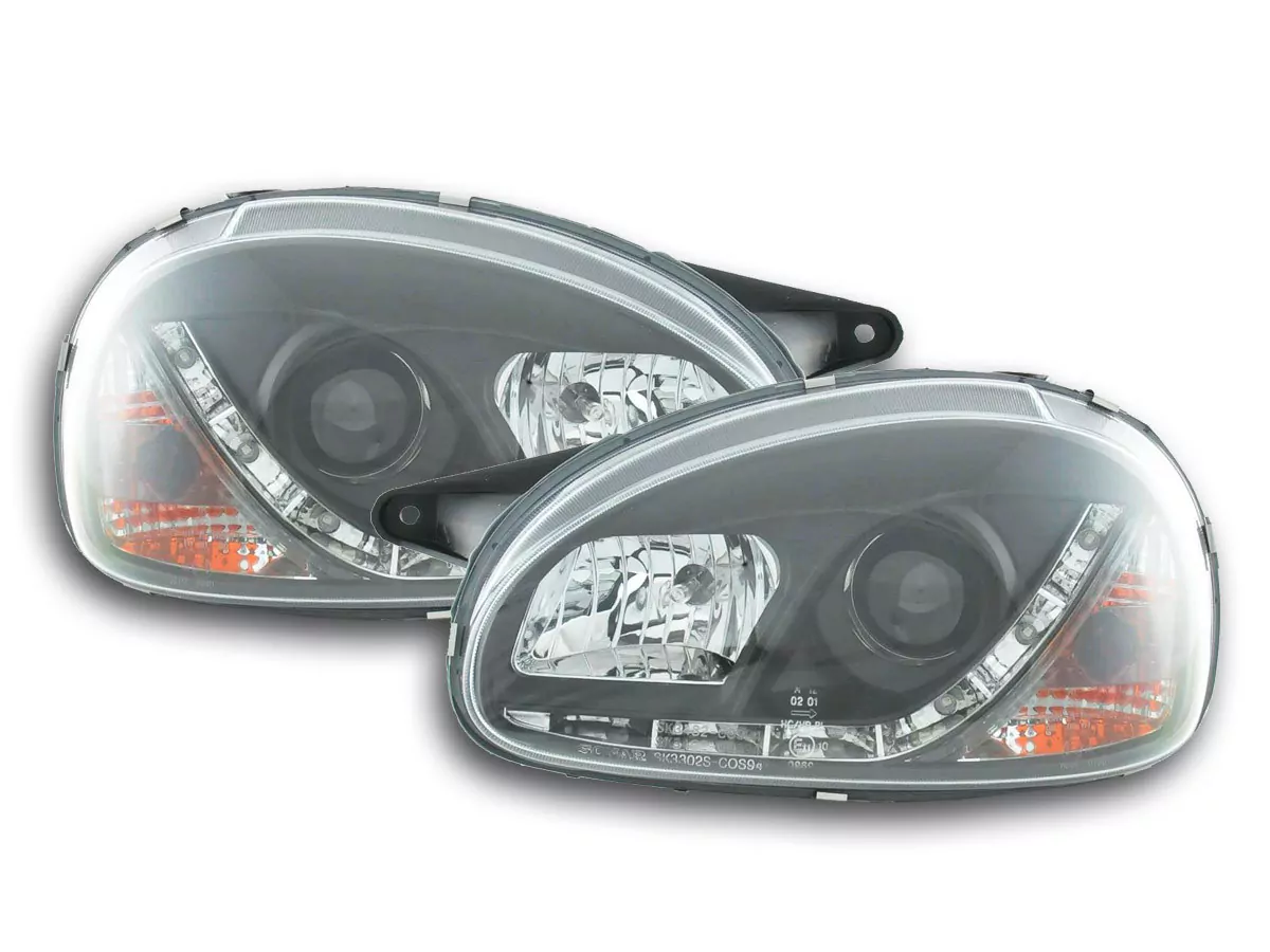 Scheinwerfer Set Daylight LED TFL-Optik Opel Corsa B Bj. 94-00 schwarz