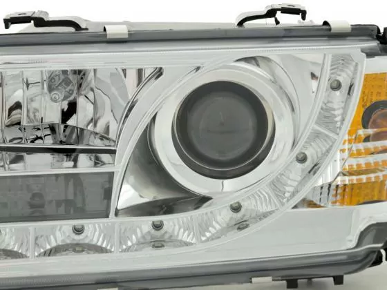 Scheinwerfer Set Daylight LED TFL-Optik Audi 80 Typ B4 Bj. 91-94 chrom