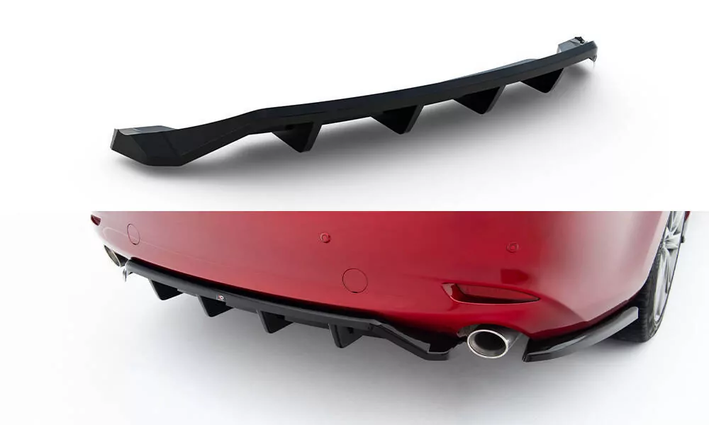 Hinten Splitter (mit Einem Vertikalem Balken) Mazda 6 Limousine Mk3 Facelift Schwarz Hochglanz