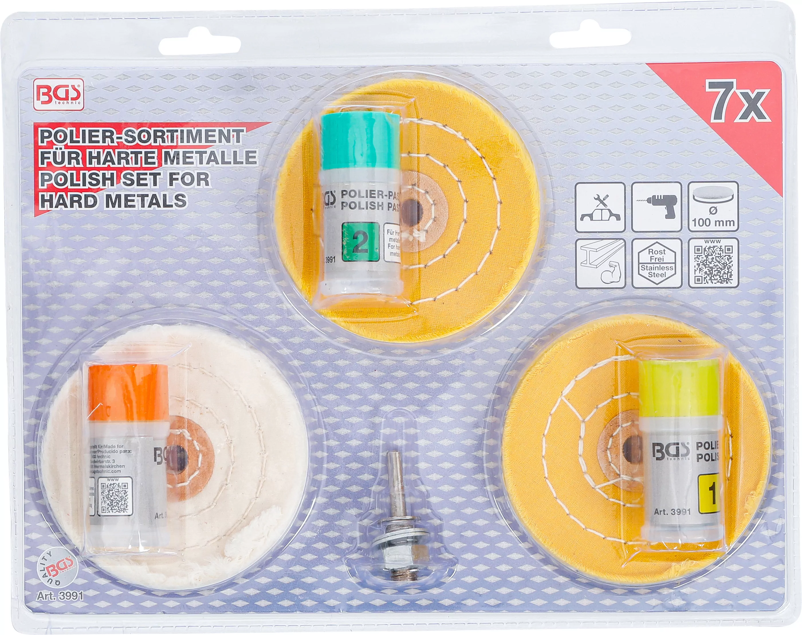 Polier-Sortiment für harte Metalle | 7-tlg.