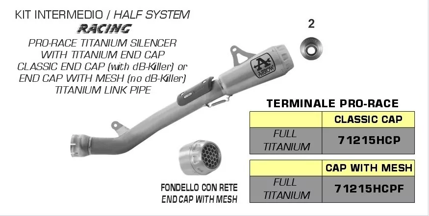 Arrow Endschalldämpfer Pro-Race Volltitan Halbsystem Kawasaki ZX 10 RR 21-