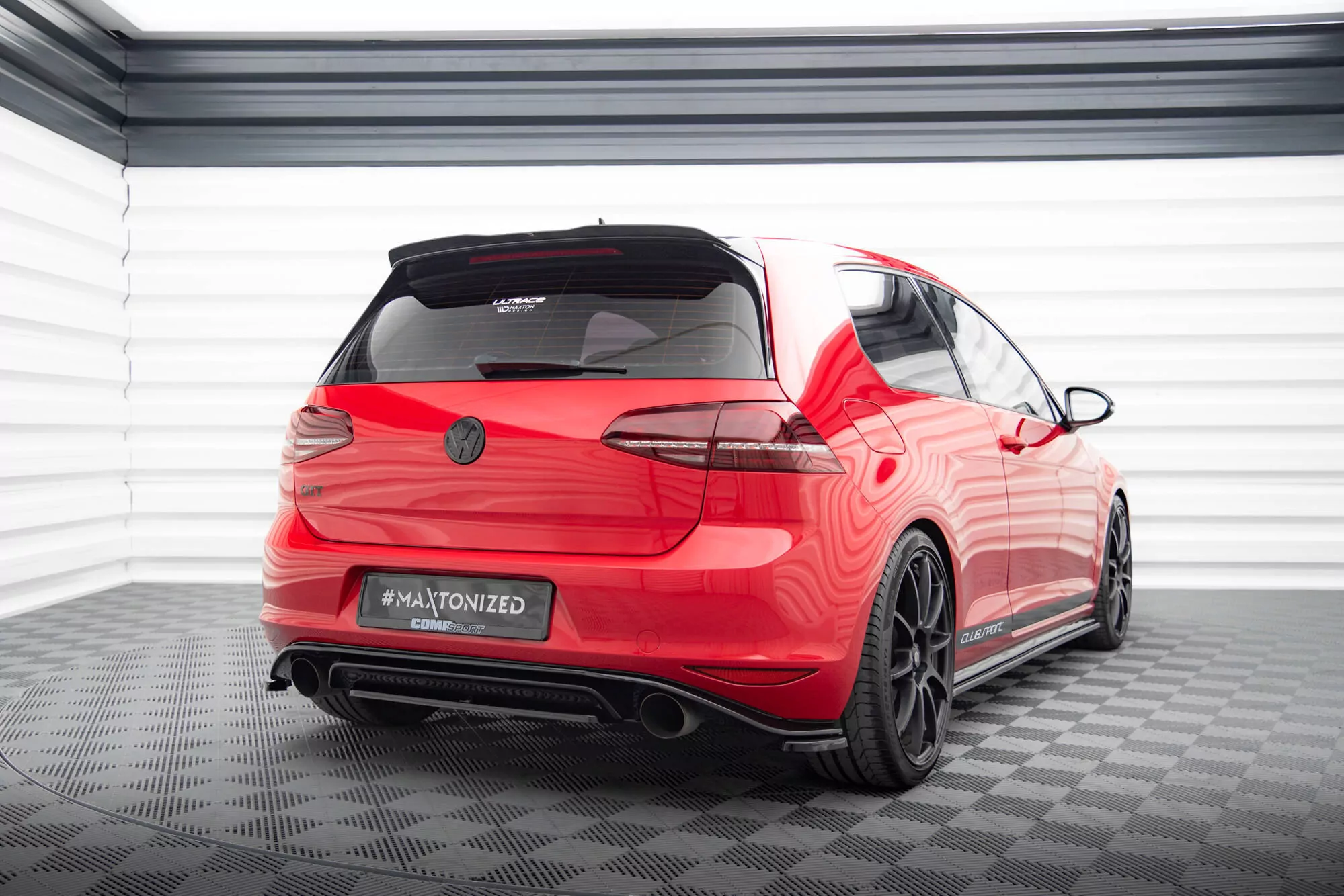 Mittlerer Diffusor Heck Ansatz Passend Für Passend Für VW GOLF 7 GTI Clubsport Rot Hochglanz Mit ABE