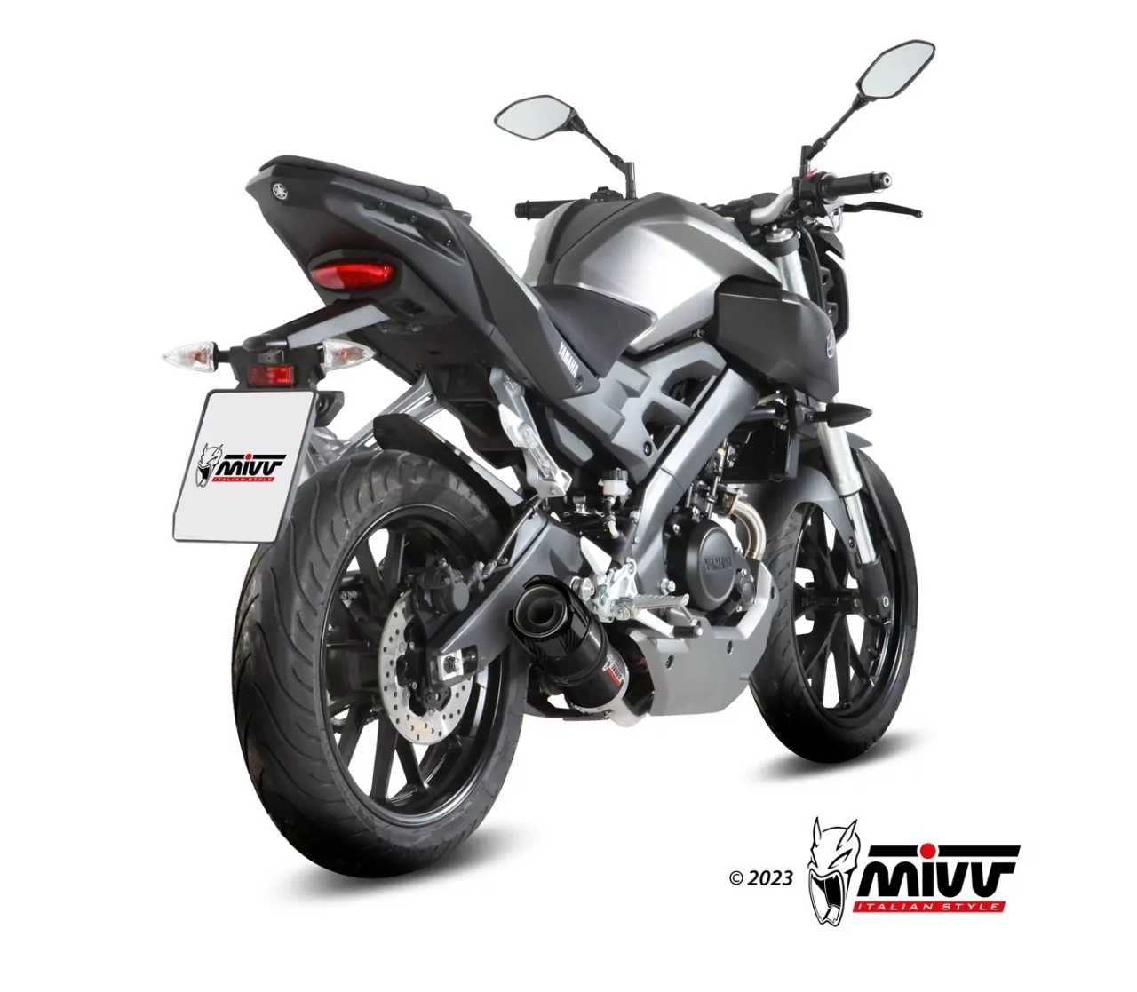 MIVV GP-C Edelstahl Schwarz Mit Carbonendkappe YAMAHA MT-125 2015 > 2019