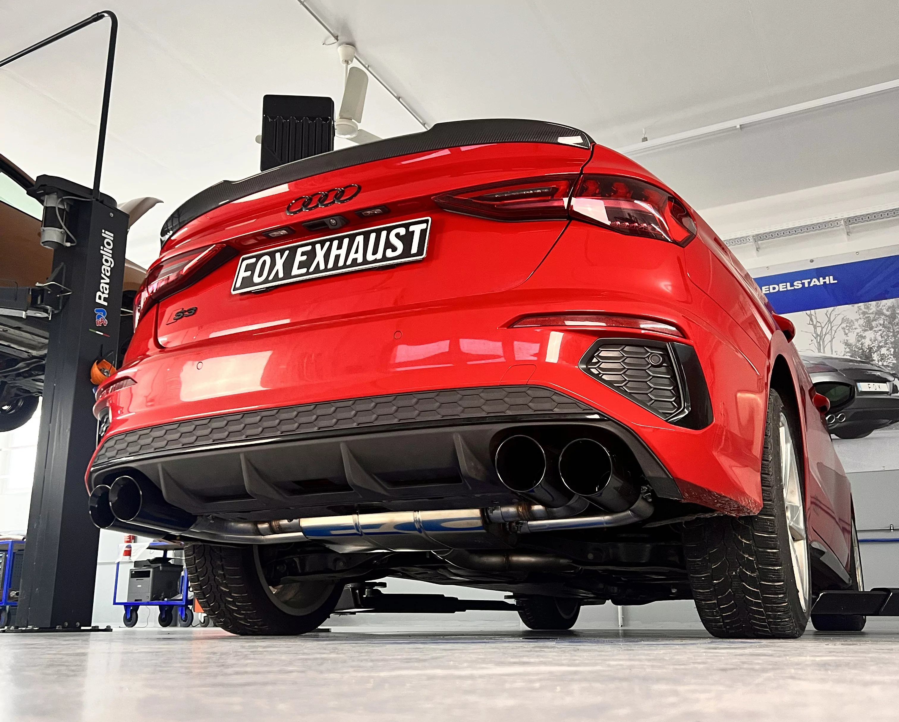 Audi S3 GY - Limousine  Halbanlage ab OPF mit Abgasklappen - 2x100 Typ 25 rechts/links Endrohre schwarz emalliert