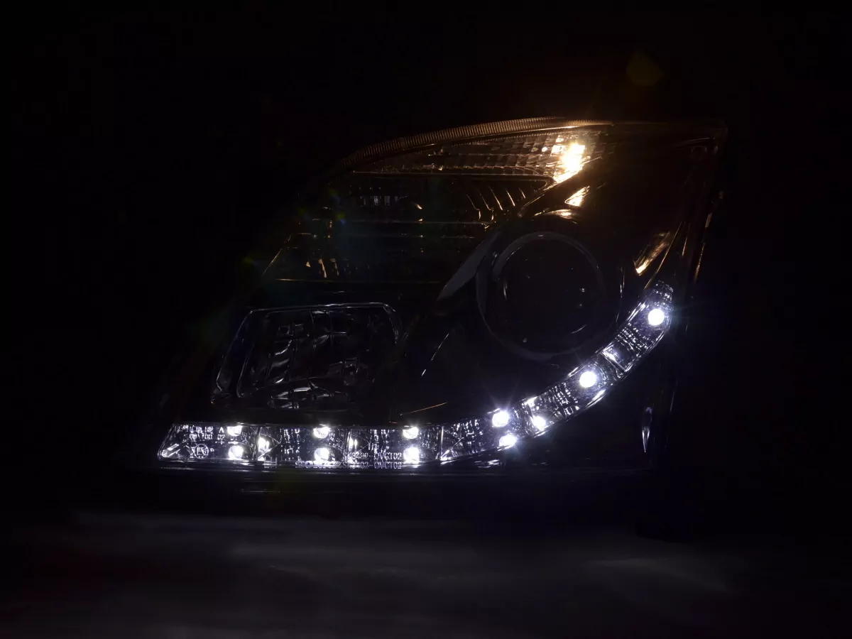 Scheinwerfer Set Daylight LED TFL-Optik Opel Vectra C Bj. 02-05 chrom für Rechtslenker