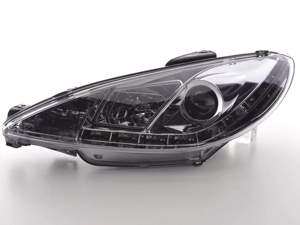 Scheinwerfer Set Daylight LED Tagfahrlicht Peugeot 206 Typ S16 Bj. 98- chrom