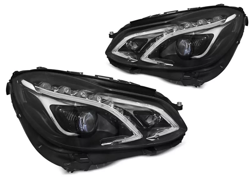 HEADLIGHTS TRUE DRL BLACK fits MERCEDES W212 13-16