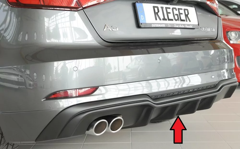 Rieger Heckeinsatz für Audi A3 (8V) - 5-tür. (Sportback 8VA) 09.16- (ab Facelift) carbon optik