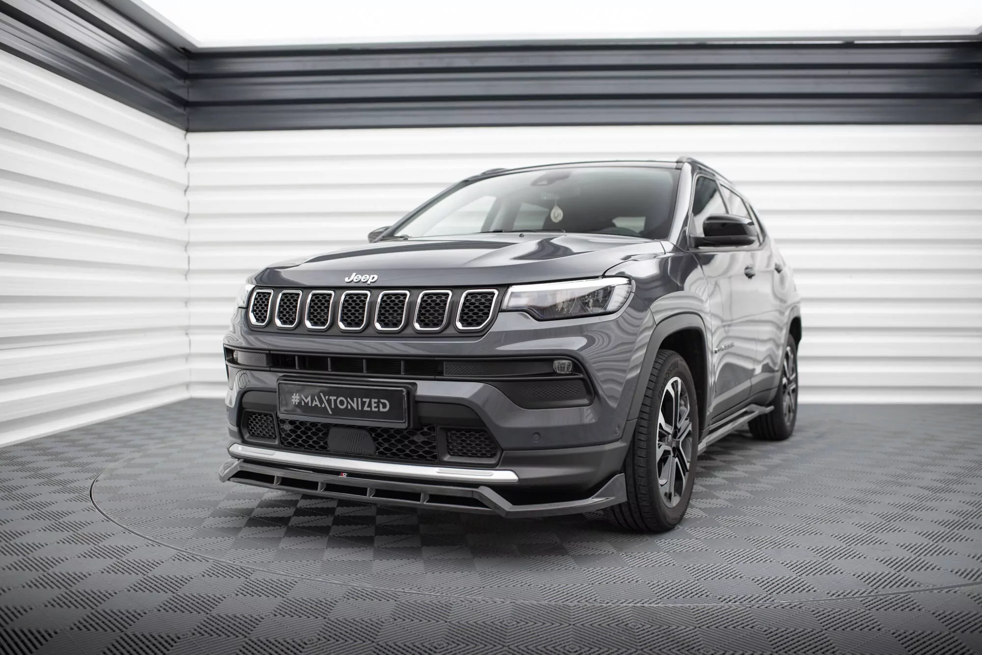 Front Ansatz Für Jeep Compass Limited Mk2 Facelift Schwarz Hochglanz