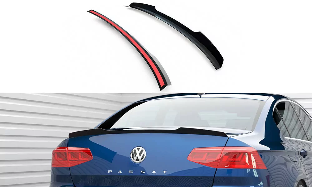 Spoiler CAP Für Volkswagen Passat Limousine R-Line Mk8 Schwarz Hochglanz