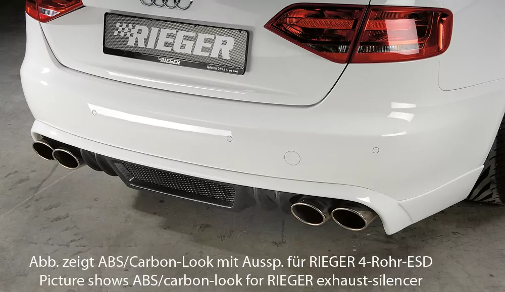 Rieger Heckschürzenansatz für Audi A4 (B8/B81) - Lim. 11.07-12.11 (bis Facelift) carbon optik
