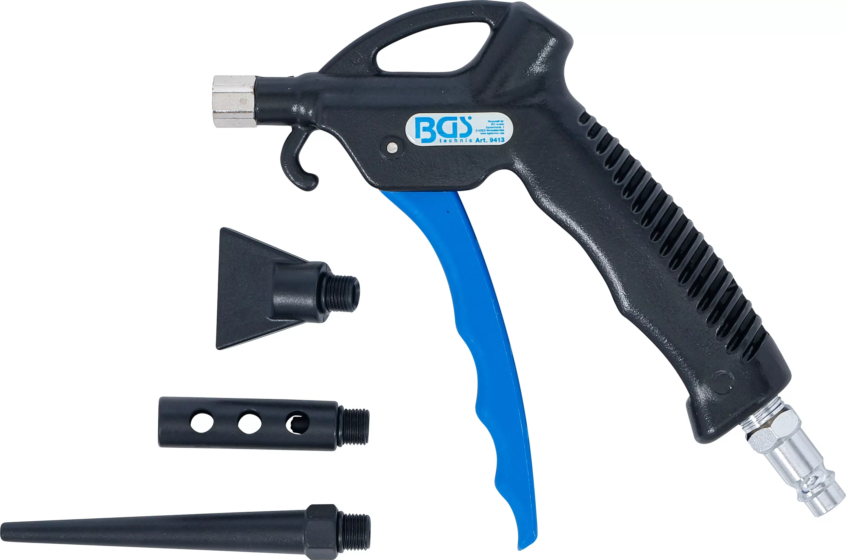 Druckluft-Ausblaspistole | mit 3 Aufsätzen