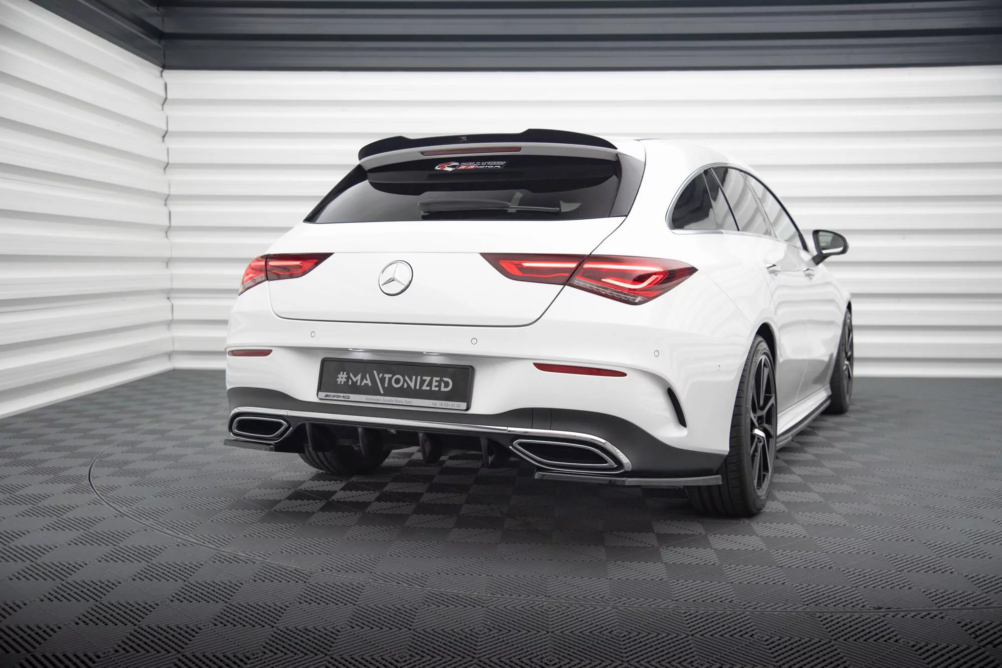 Spoiler CAP Passend Für Mercedes-Benz CLA Shooting Brake AMG-Line (X118) Schwarz Hochglanz