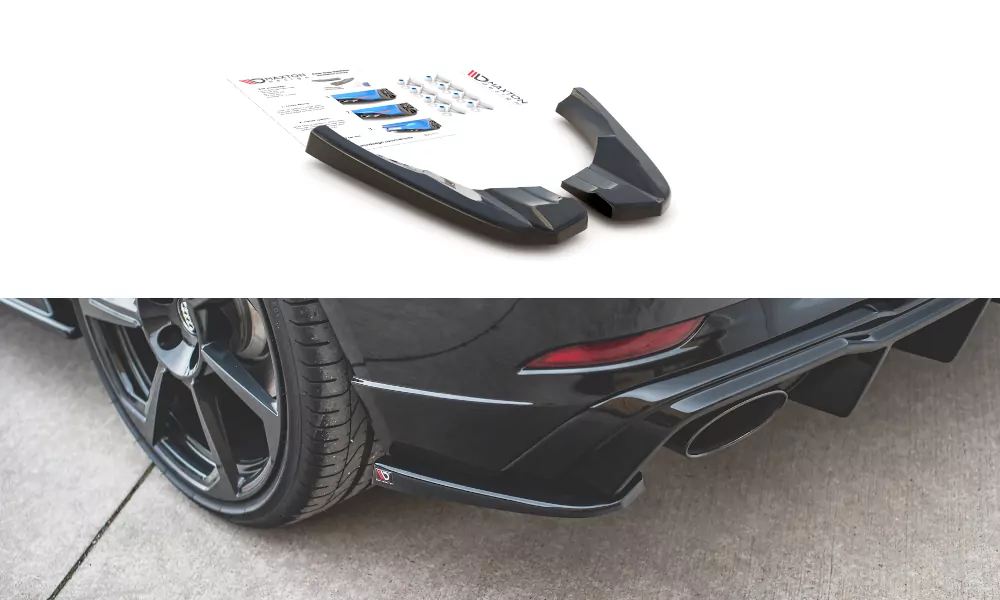 Heck Ansatz Flaps Diffusor V.2 Passend Für Audi RS3 8V Sportback Facelift Schwarz Hochglanz