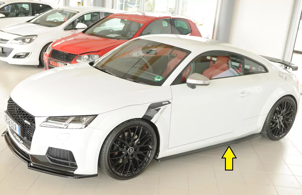 Rieger Seitenschweller links ansatz (ca. 19mm) matt schwarz für Audi TTS (8J-FV/8S) Roadster 07.14-08.18 (bis Facelift)