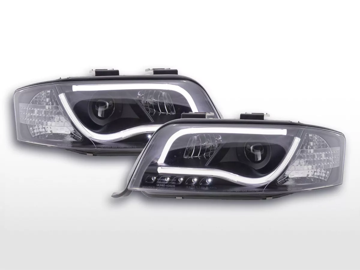Scheinwerfer Set Daylight LED TFL-Optik Audi A6 Typ 4B Bj. 01-04 schwarz für Rechtslenker