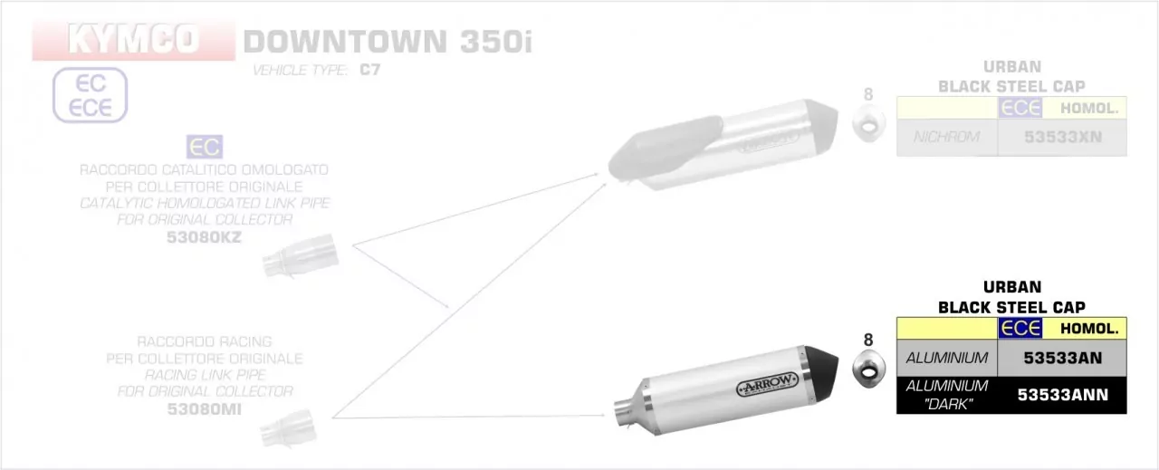 Arrow Urban Aluminium Schwarz Kymco Downtown 350i 16-19
