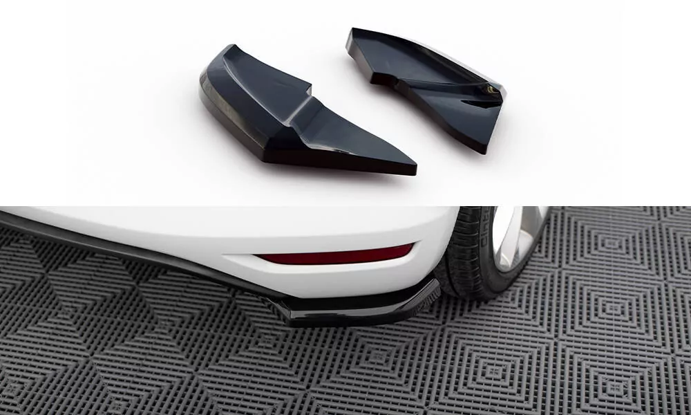 Heck Ansatz Flaps Diffusor V.1 Für Volkswagen Scirocco Mk3 Facelift Schwarz Hochglanz
