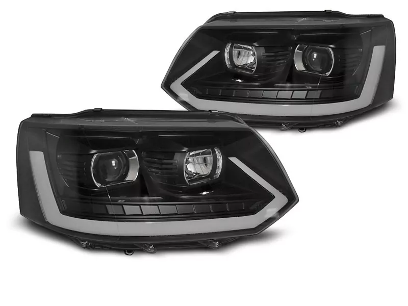 HEADLIGHTS TUBE LIGHT BLACK SEQ fits VW T5 2010-2015
