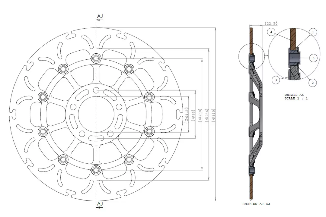 alpha Technik Bremsscheibe Omega-Design ABD33 vorne für Suzuki GSX-R