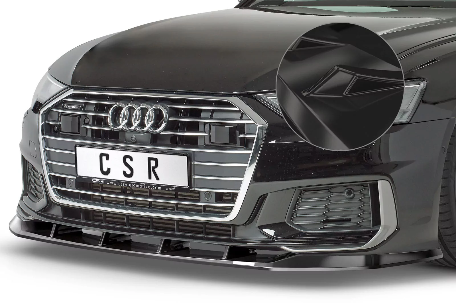 Cup-Spoilerlippe mit ABE für Audi A6 C8 4K S-Line / S6 C8 4K Glossy (schwarz hochglanz)