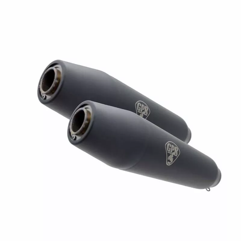 GPR Auspuff System  Suzuki Gsx750f 1998/04 Double Universal Homologated Auspuff mitout Verbindungsrohrs  Deeptone Black Cafè Racer G