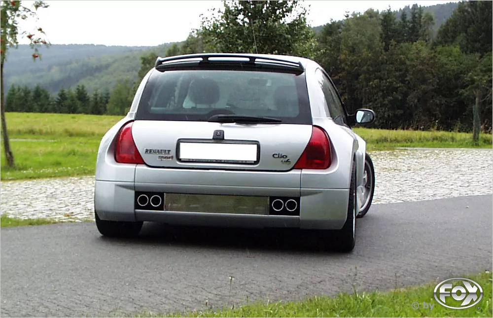 Renault Clio II V6  Endschalldämpfer quer Ausgang rechts/links - 2x76 Typ 12 rechts/links - Wird mit polierten Abdeckblech für Heckschürze geliefert