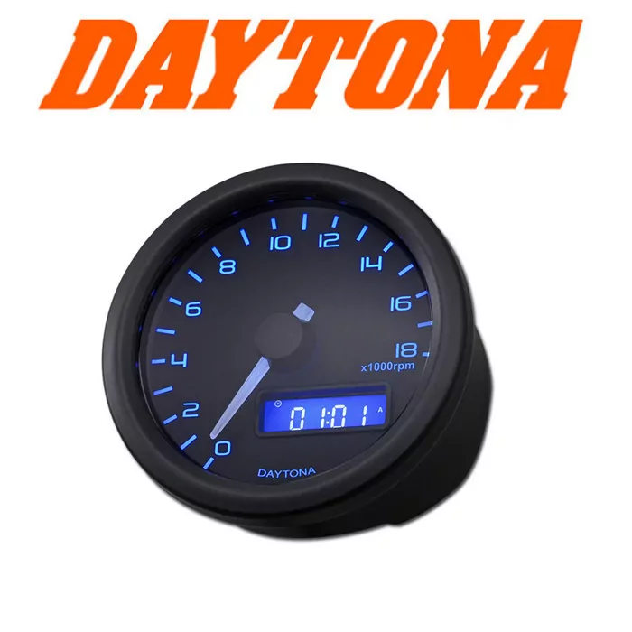 Daytona Digital-dzm, "velona", Schwarz, Ø 60mm, Bis 18.000 U/min, Öl/wasser/uhr, Blaue Beleuchtung