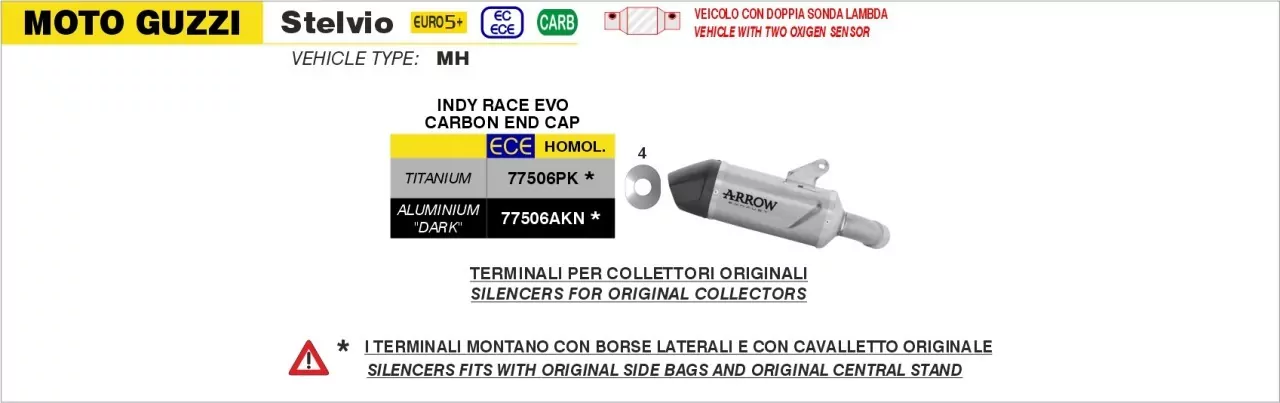 ARROW Indy Race EVO Edelstahl Schwarz MOTO GUZZI V100 Mandello-Stelvio 2025