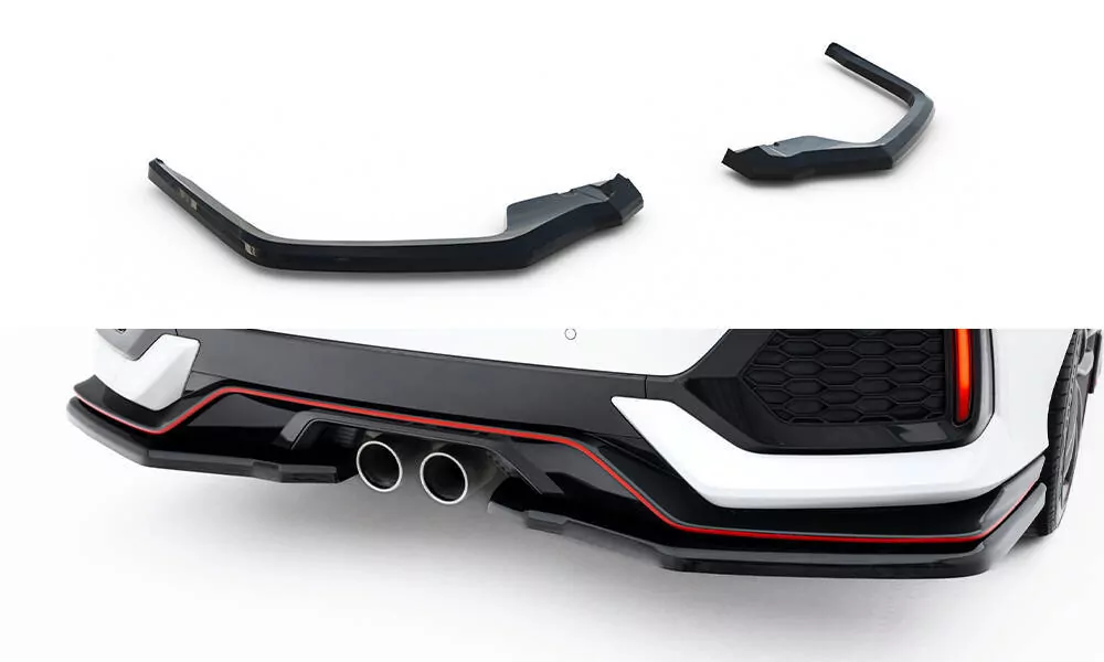 Hinten Splitter V.2 Honda Civic Sport Mk 10 Facelift Schwarz Hochglanz