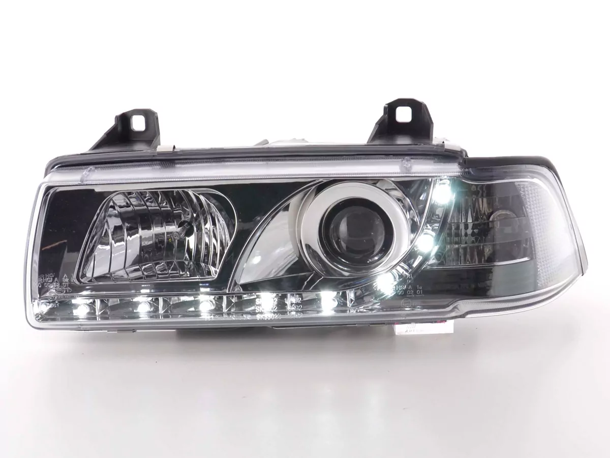 Scheinwerfer Set Daylight LED Tagfahrlicht BMW 3er E36 Coupe, Cabrio Bj. 92-99 chrom