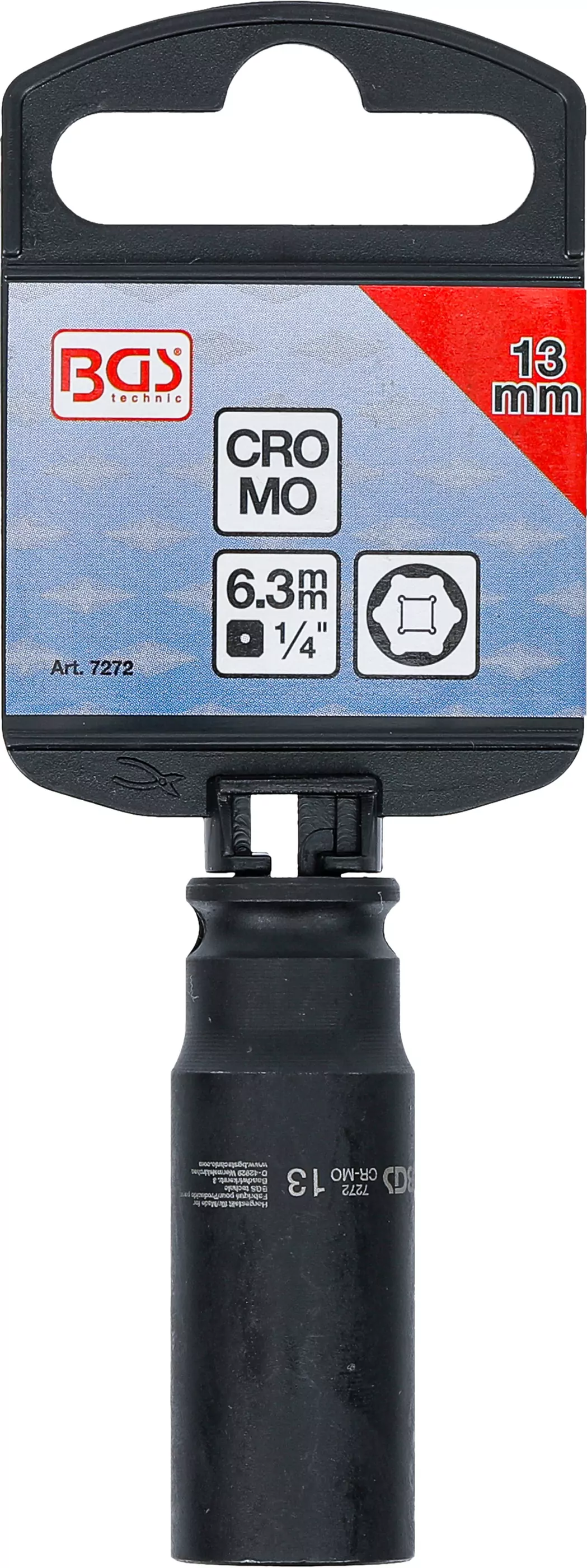 Kraft-Steckschlüssel-Einsatz Sechskant, tief | Antrieb Innenvierkant 6,3 mm (1/4") | SW 13 mm