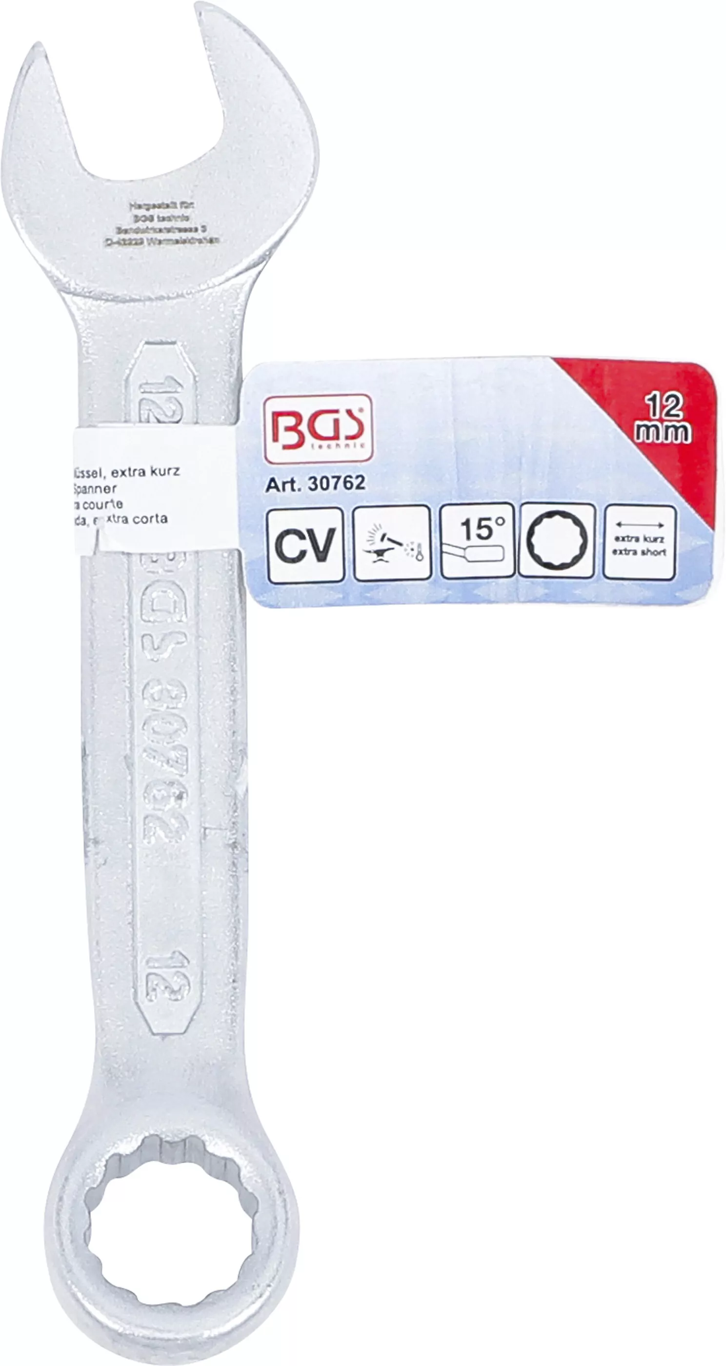 Maul-Ringschlüssel, extra kurz | SW 12 mm