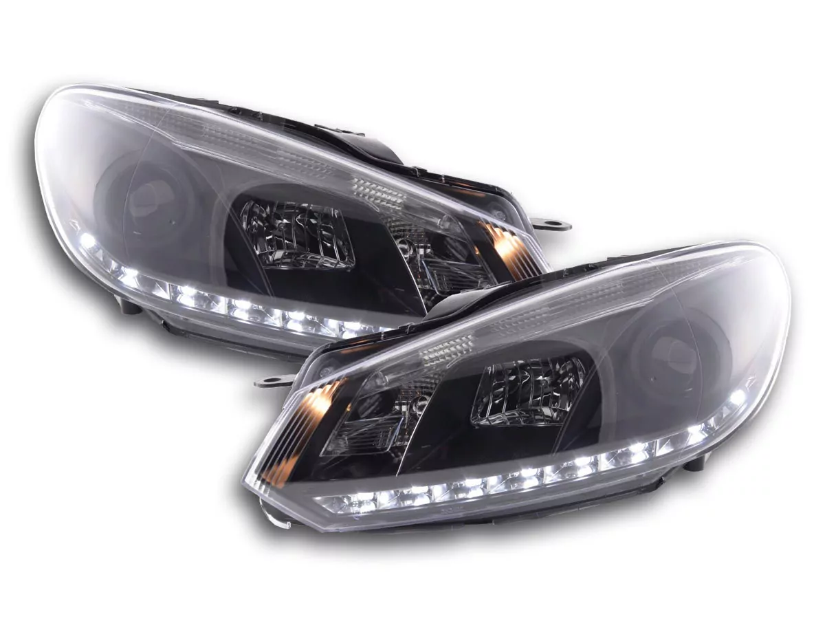 Scheinwerfer Set Daylight LED Tagfahrlicht VW Golf 6 Typ 1K Bj. 08- schwarz für Rechtslenker