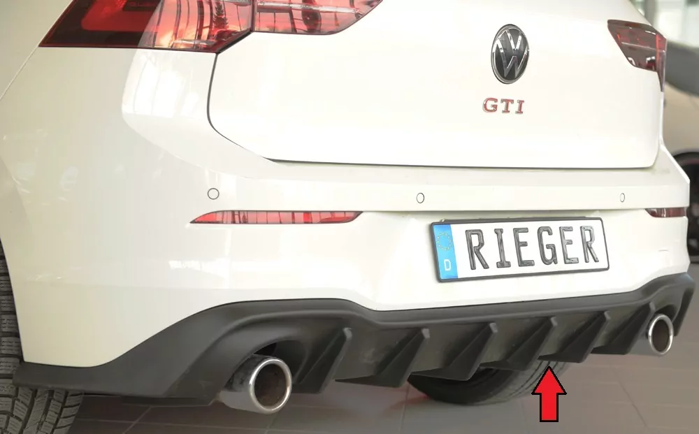 Rieger Heckeinsatz matt schwarz für VW Golf 8 GTI 5-tür. 08.20-03.24 (bis Facelift)