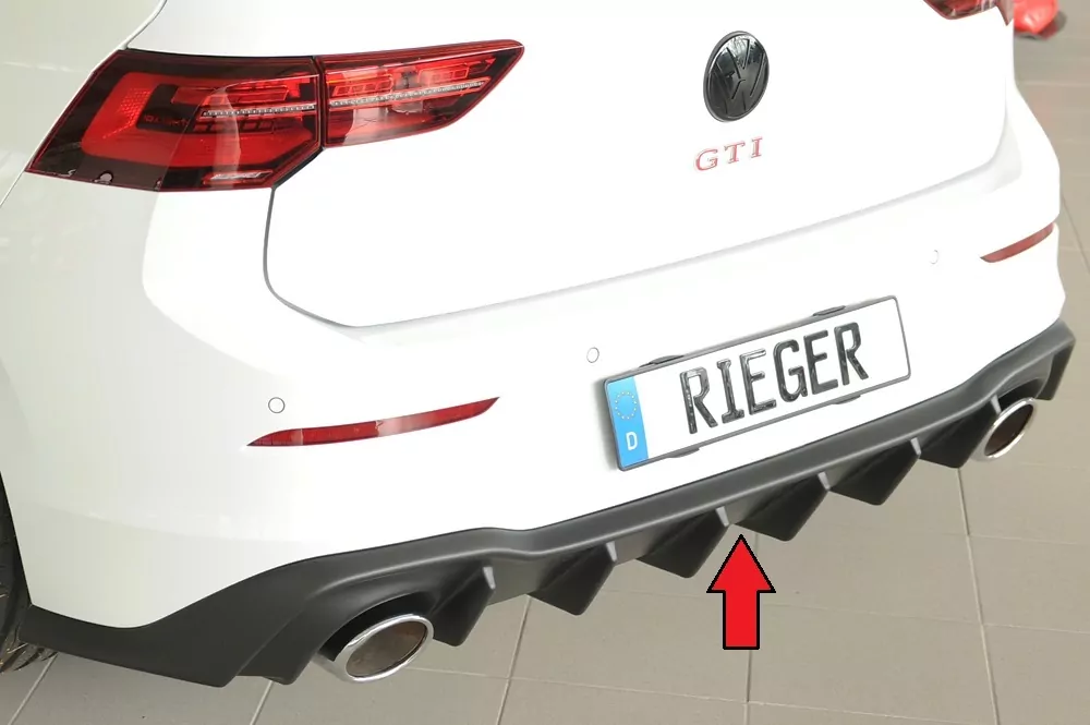 Rieger Heckeinsatz matt schwarz für VW Golf 8 GTI Clubsport 5-tür. 10.20-03.24 (bis Facelift)