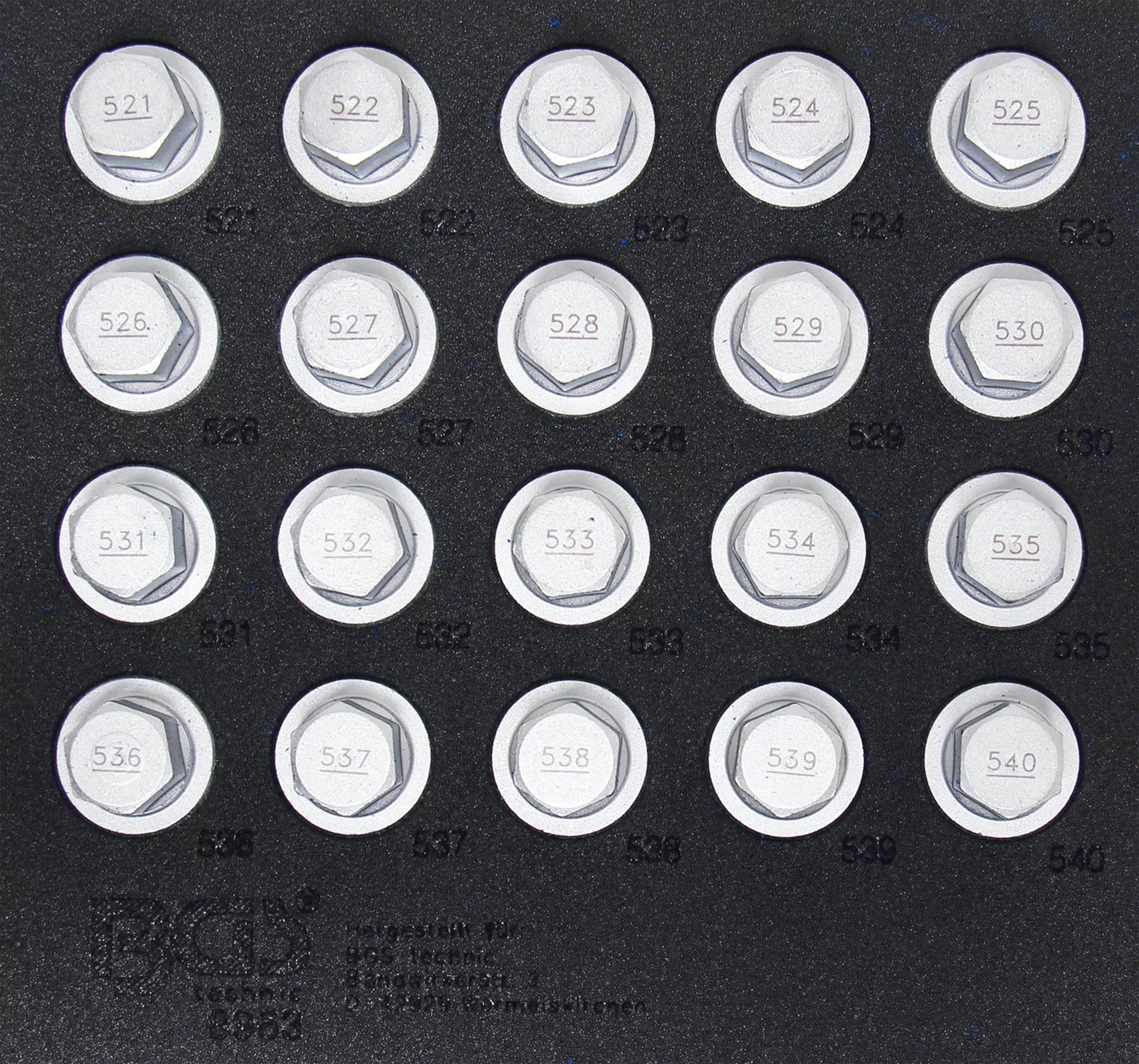 Werkstattwageneinlage 1/6: Felgenschloss-Werkzeug-Satz für VAG | 20-tlg.