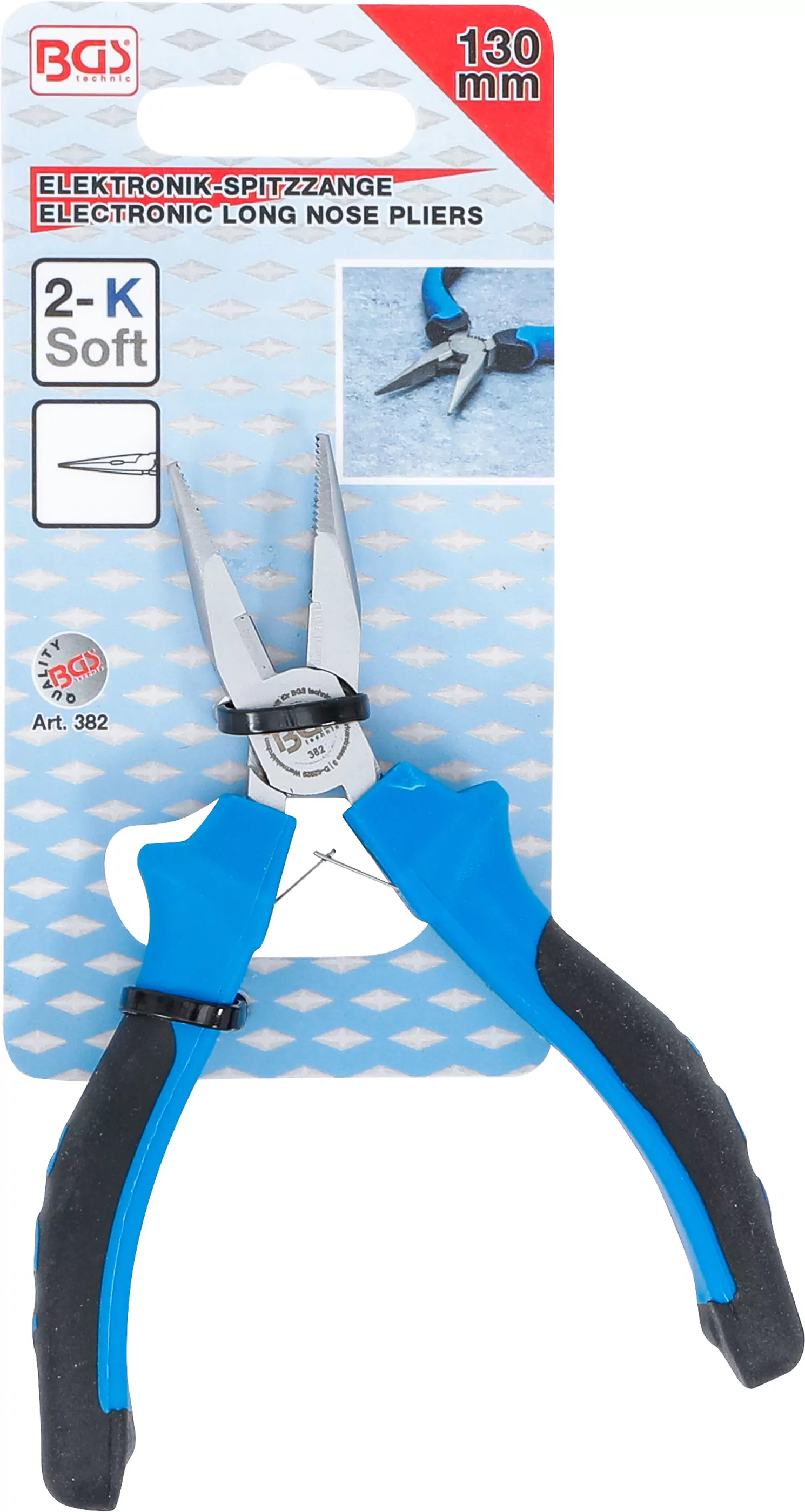 Elektronik-Spitzzange | gerade | mit Feder | 130 mm