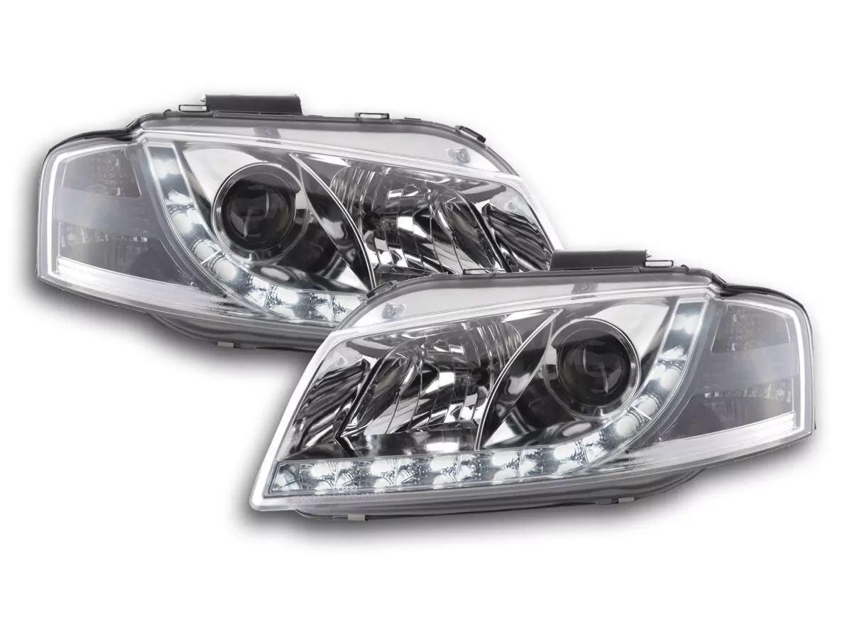 Scheinwerfer Set Daylight LED Tagfahrlicht Audi A3 Typ 8P Bj. 03-08 chrom
