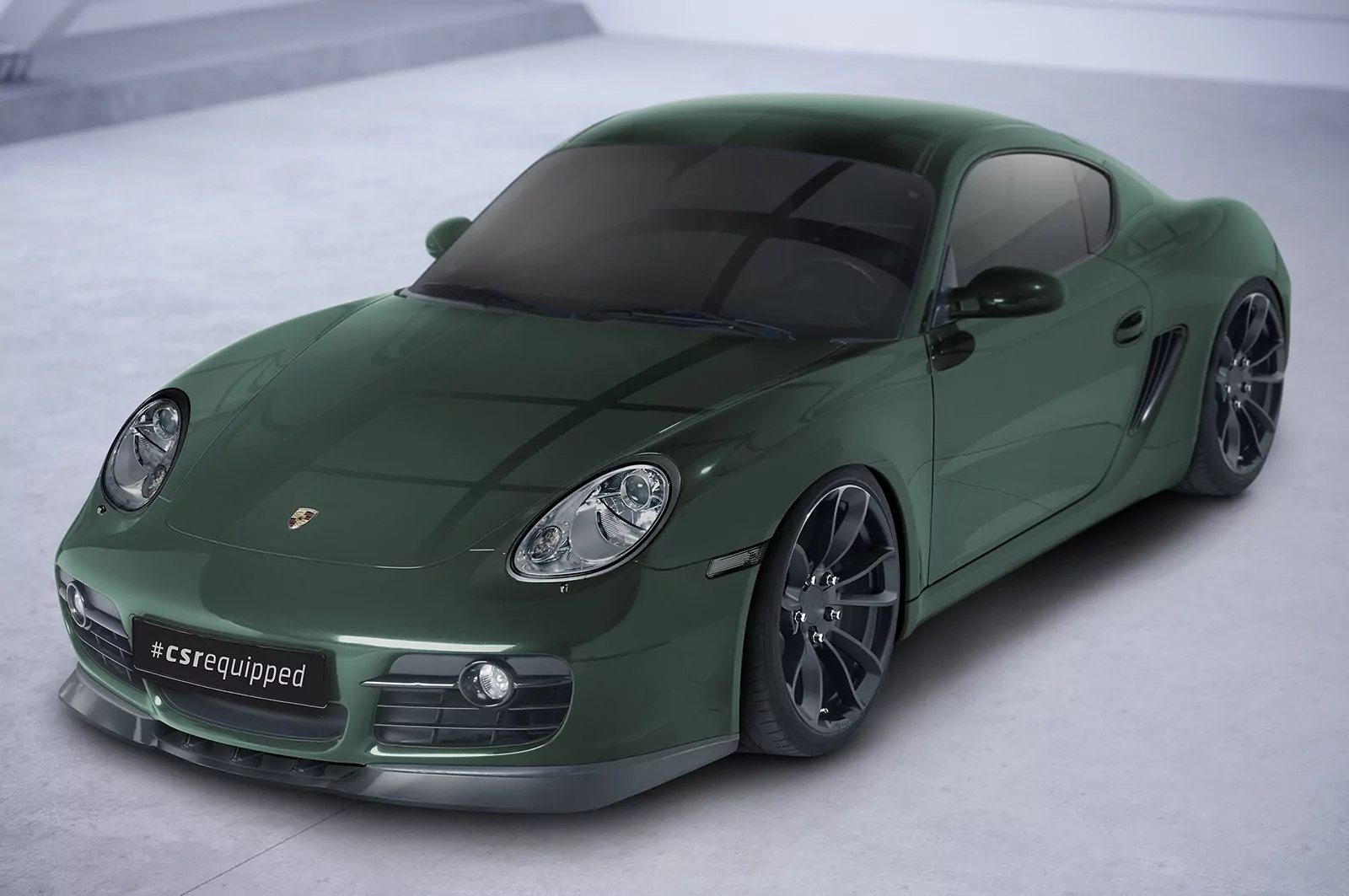 Cup-Spoilerlippe mit ABE für Porsche 987c Cayman CSL609 Schwarz Strukturiert