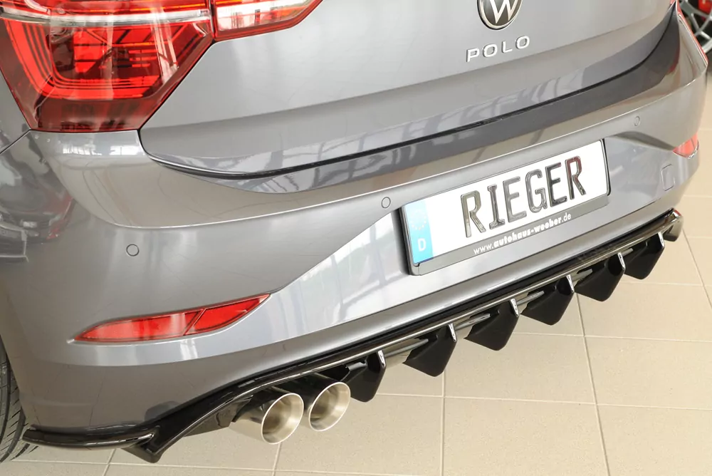 Rieger Heckeinsatz glanz schwarz für VW Polo (AW) GTI 5-tür. 06.17-05.21 (bis Facelift)