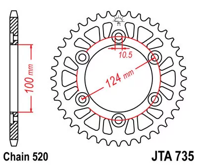 Kettenrad ALU 38Z  |  520 SI Innen Ø 100 Lochkreis 124