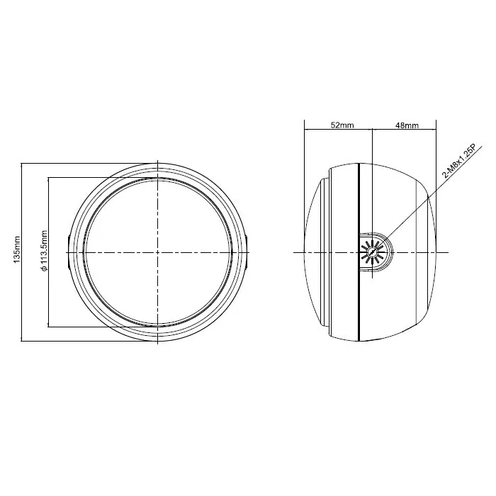 Led-scheinwerfer | Capsule 120 | Schwarz | Alu | M8 Seitliche Befestigung | E-geprüft