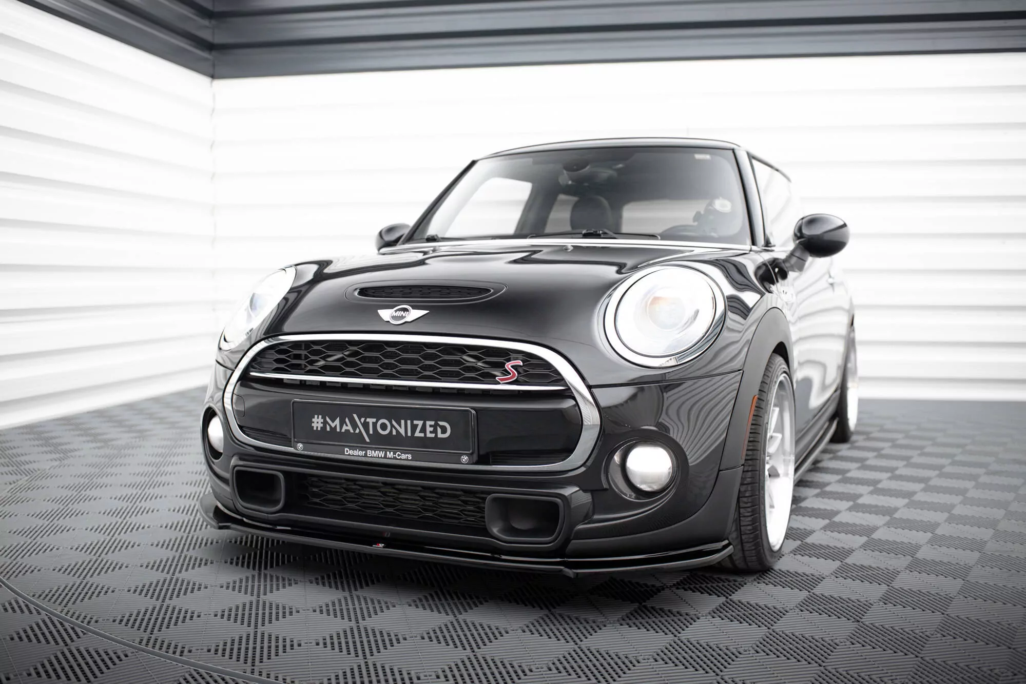Cup Spoilerlippe Front Ansatz Passend Für MINI COOPER S MK3 Vor Facelift 3-Türer (F56) Schwarz Hochglanz