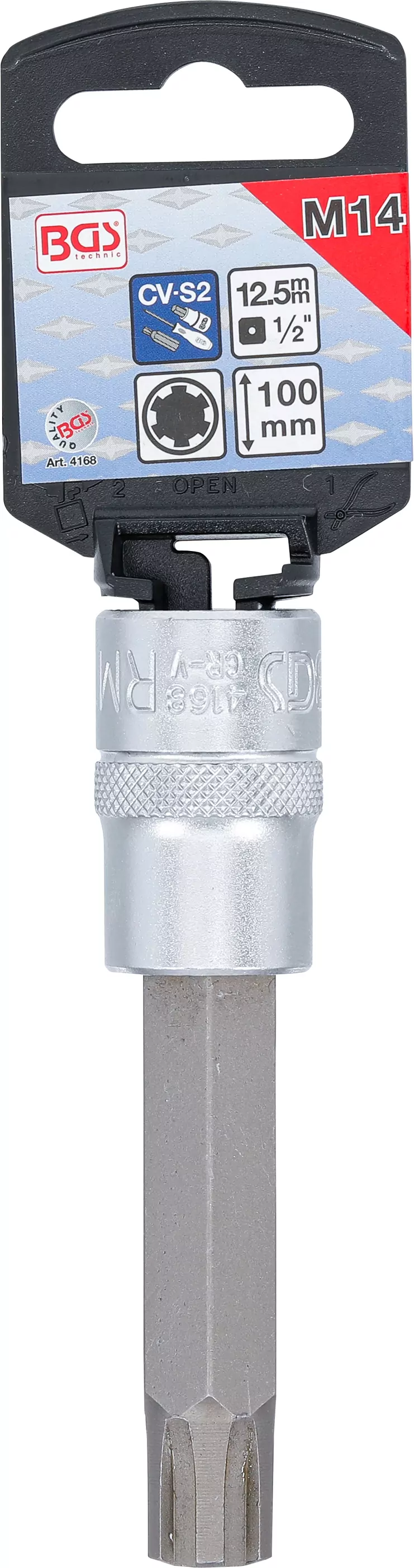 Bit-Einsatz | Länge 100 mm | Antrieb Innenvierkant 12,5 mm (1/2") | Keil-Profil (für RIBE) M14