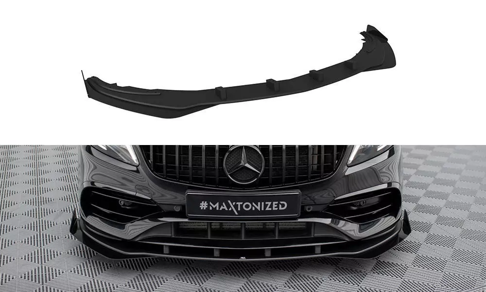 Street Pro Front Ansatz Für +Flaps Für + Flaps Mercedes-Benz A AMG-Line W176 Facelift Schwarz Hochglanz