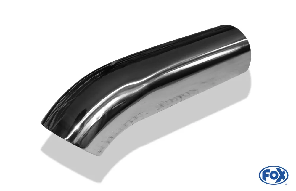 Anschweißendrohr Typ 28 zum Stecken Ø 63 mm / Länge: 180 mm / uneingerollt / 45° nach unten gebogen - Anschluss: 55mm